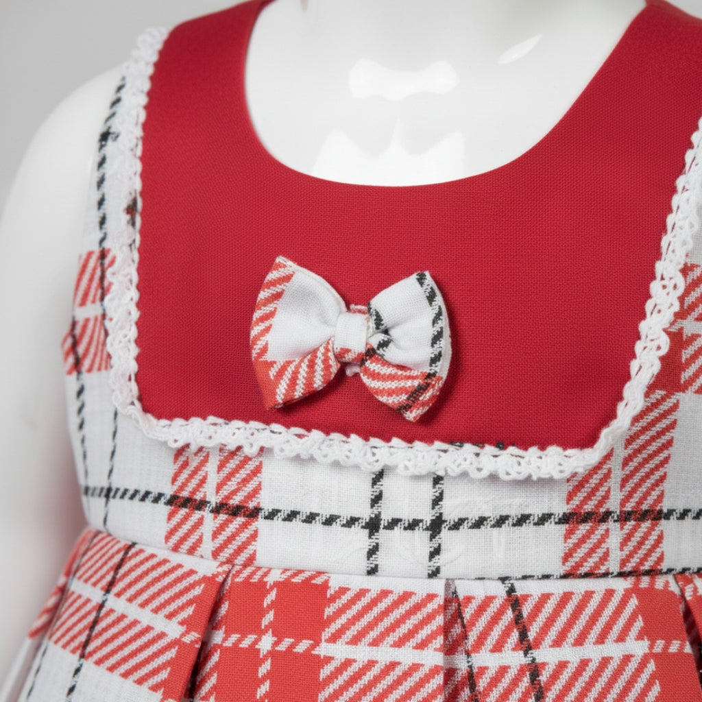 Charming Red & White Plaid Christmas Frock for Girls - Christmas Special