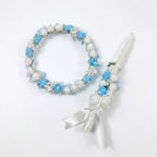 Baby Boy Baptism Romper & Combo Set (White & Blue Satin) | Christening Outfit 0-6 Months