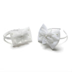 White Baby Headband & Hairband with Tulle Flower and Pearls for Photoshoots & Special Occasions