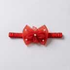 Red Baby Headband & Hairband with Tulle Flower and Pearls for Photoshoots & Special Occasions