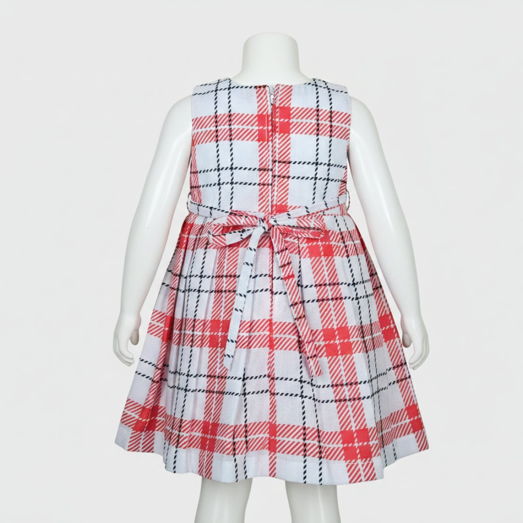 Charming Red & White Plaid Christmas Frock for Girls - Christmas Special