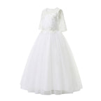 WHITEHOUSEMINIS Classic White Floor-Length Gown for First Holy Communion, Flower Girl & Special Occasions