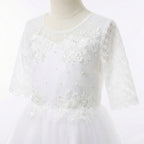 WHITEHOUSEMINIS Classic White Floor-Length Gown for First Holy Communion, Flower Girl & Special Occasions