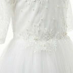 WHITEHOUSEMINIS Classic White Floor-Length Gown for First Holy Communion, Flower Girl & Special Occasions