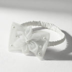 White Baby Headband & Hairband with Tulle Flower and Pearls for Photoshoots & Special Occasions