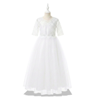 WHITEHOUSEMINIS Classic White Floor-Length Gown for First Holy Communion, Flower Girl & Special Occasions