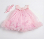 Baby Girls Pink Floor Length Special Occasion Frock | 0–6 Months | Satin Rose Applique Party Dress for Baptism, Birthday & Photoshoot